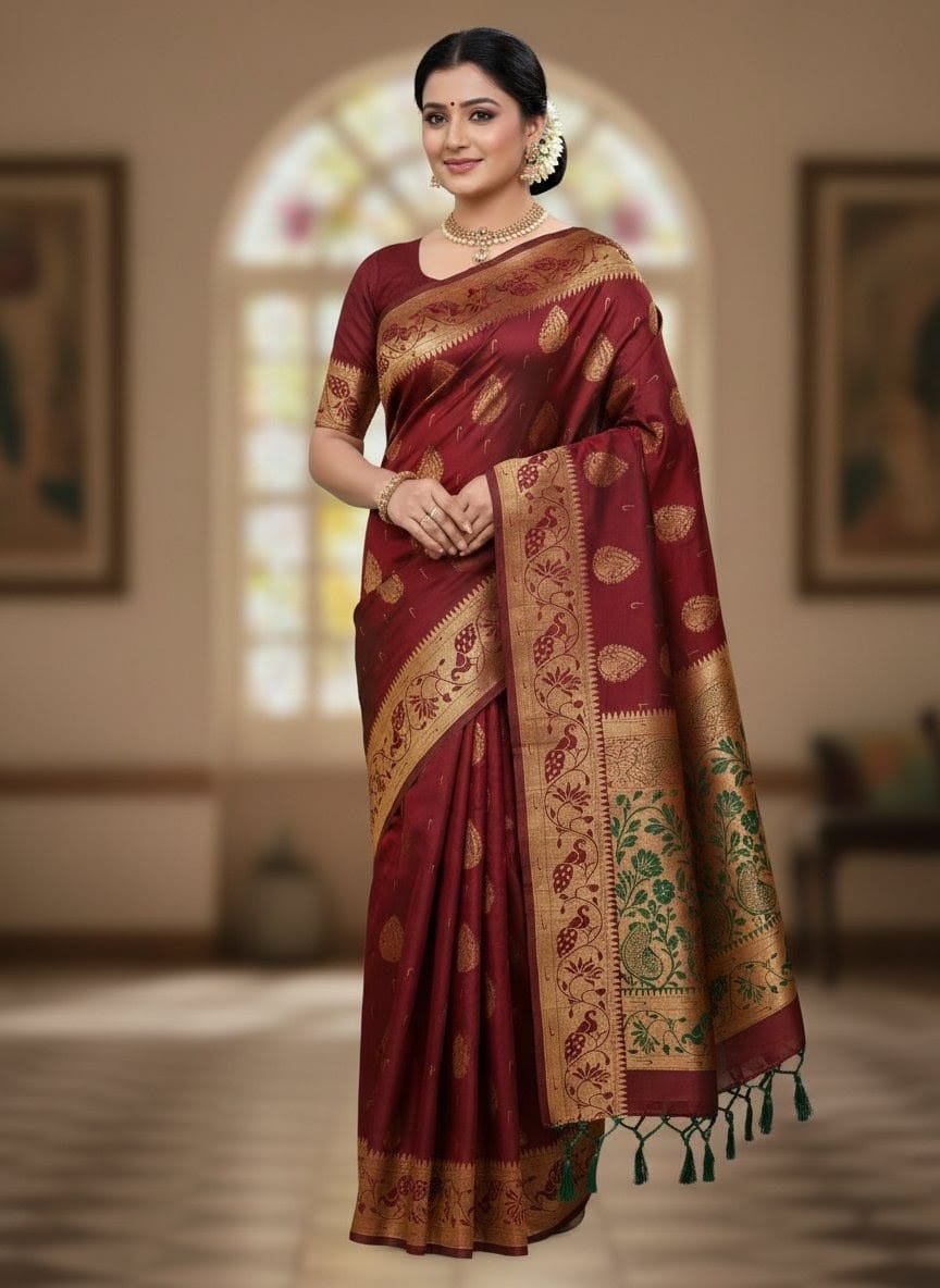 Elegant Purple Silk Blend Saree