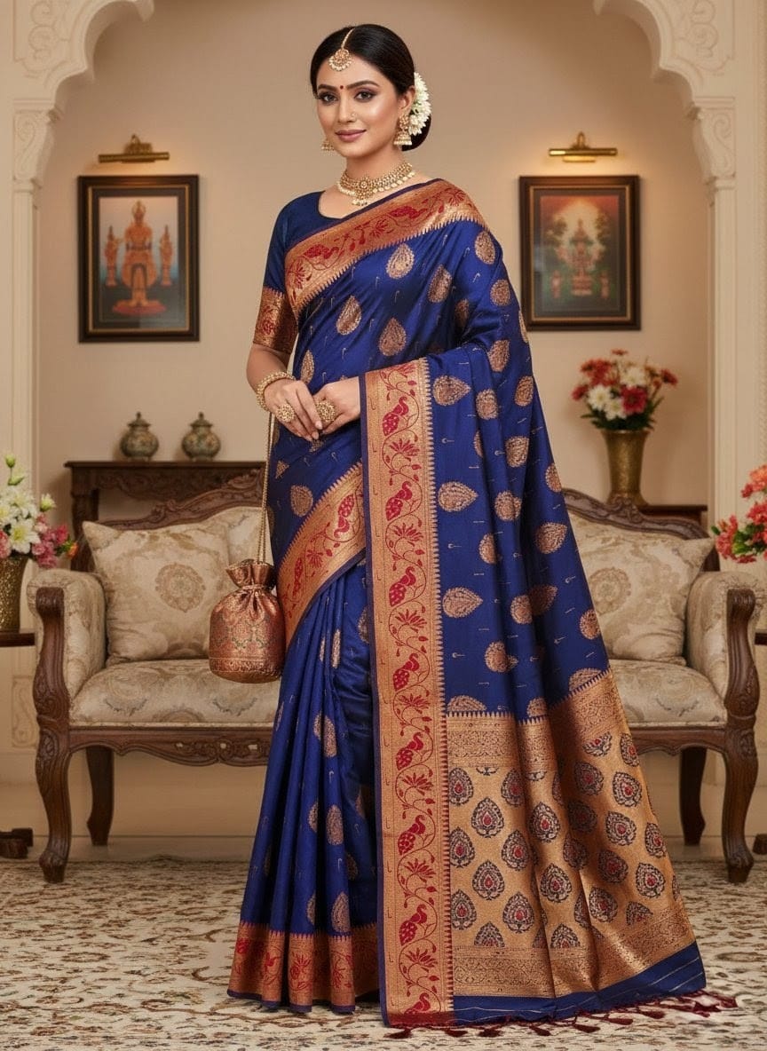 Elegant Purple Silk Blend Saree