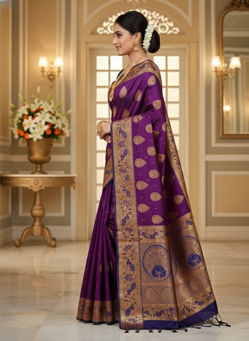 Elegant Purple Silk Blend Saree