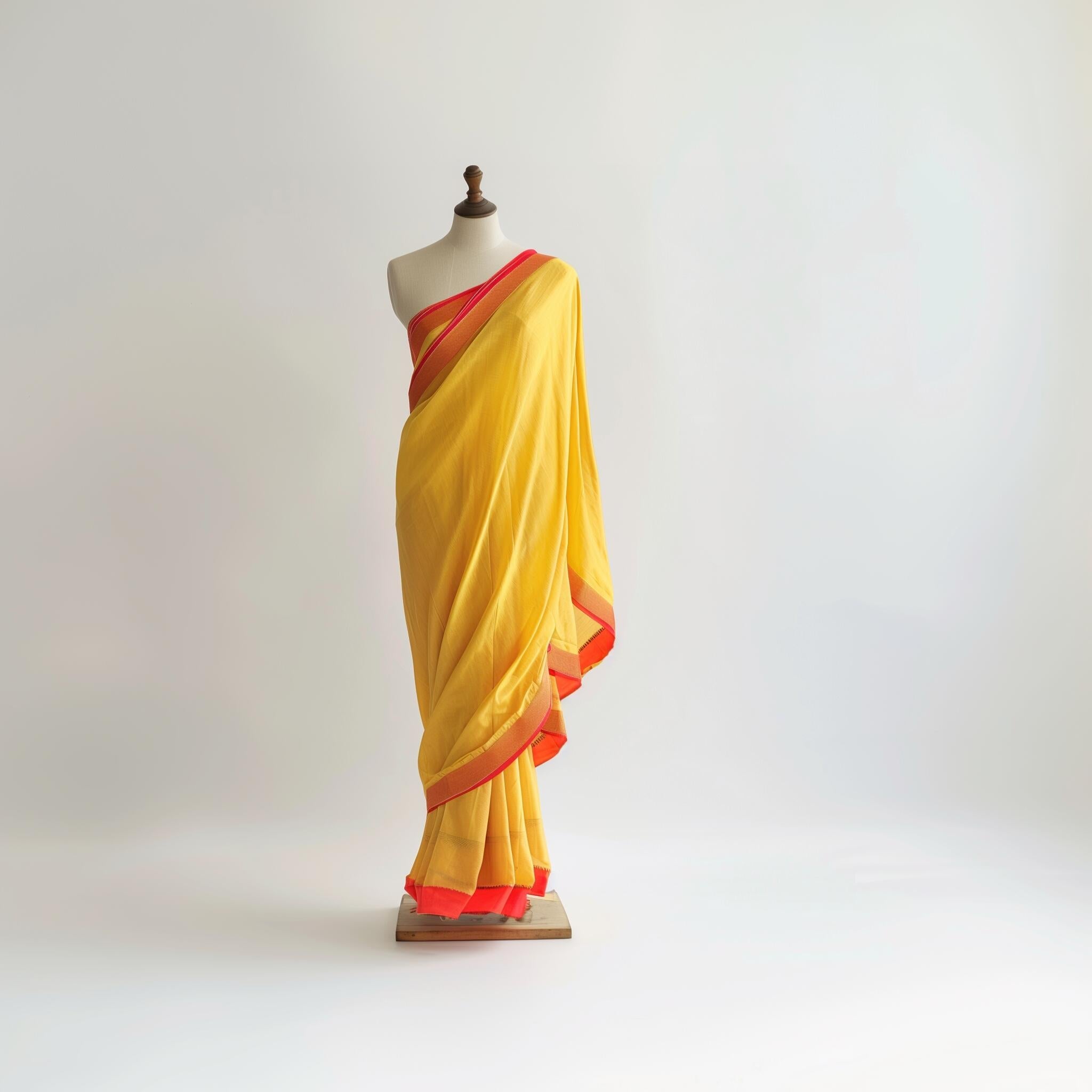 Yellow Saree with Red Border